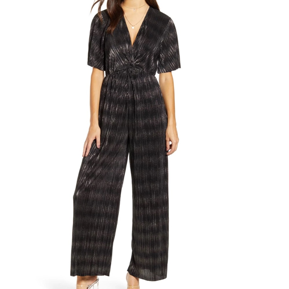 All in Favor Black and Silver Jumpsuit